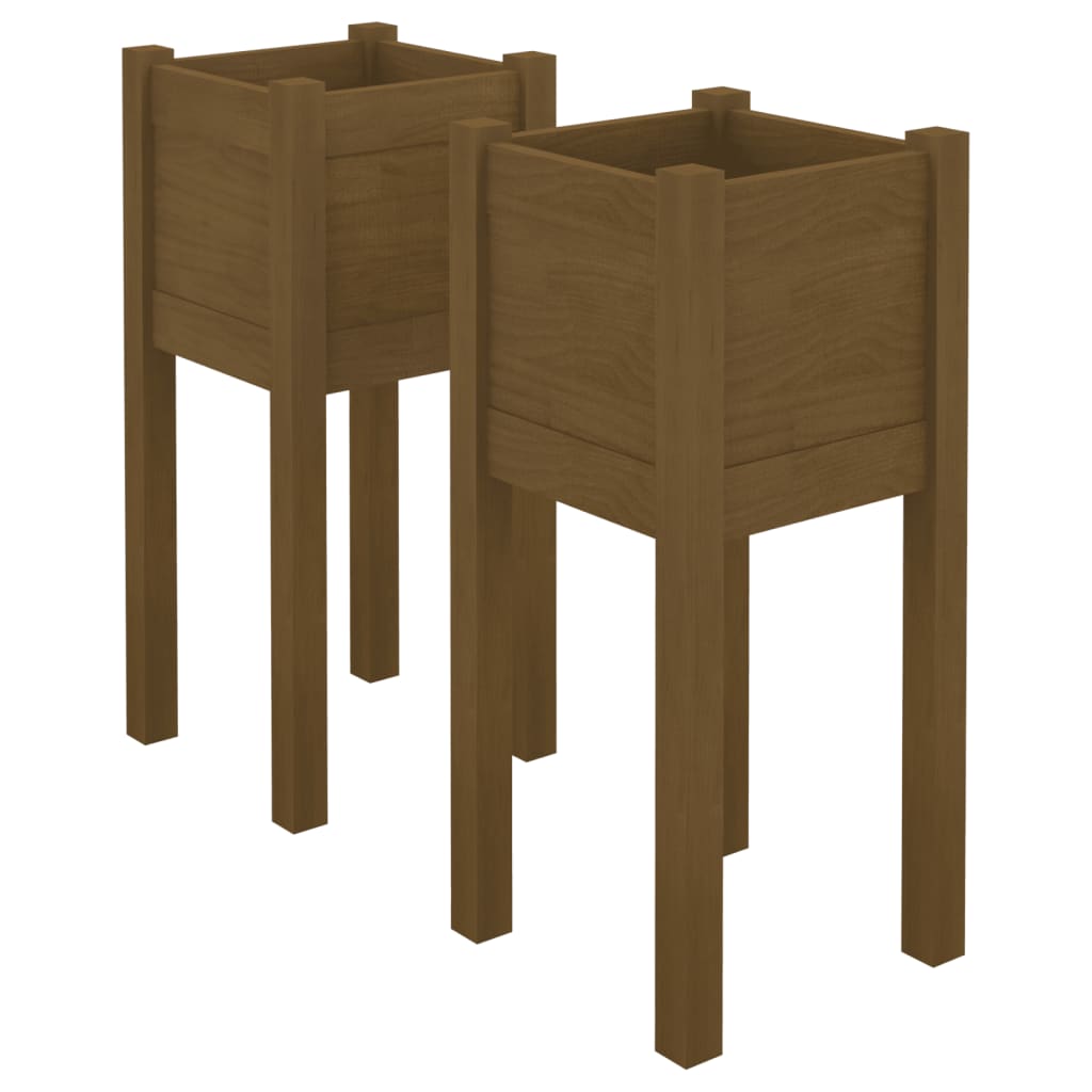 Fioriere 2 pz Ambra 31x31x70 cm in Legno Massello di Pino