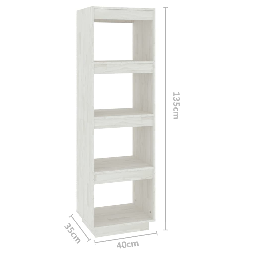 Libreria/Divisorio Bianco 40x35x135cm in Legno Massello di Pino