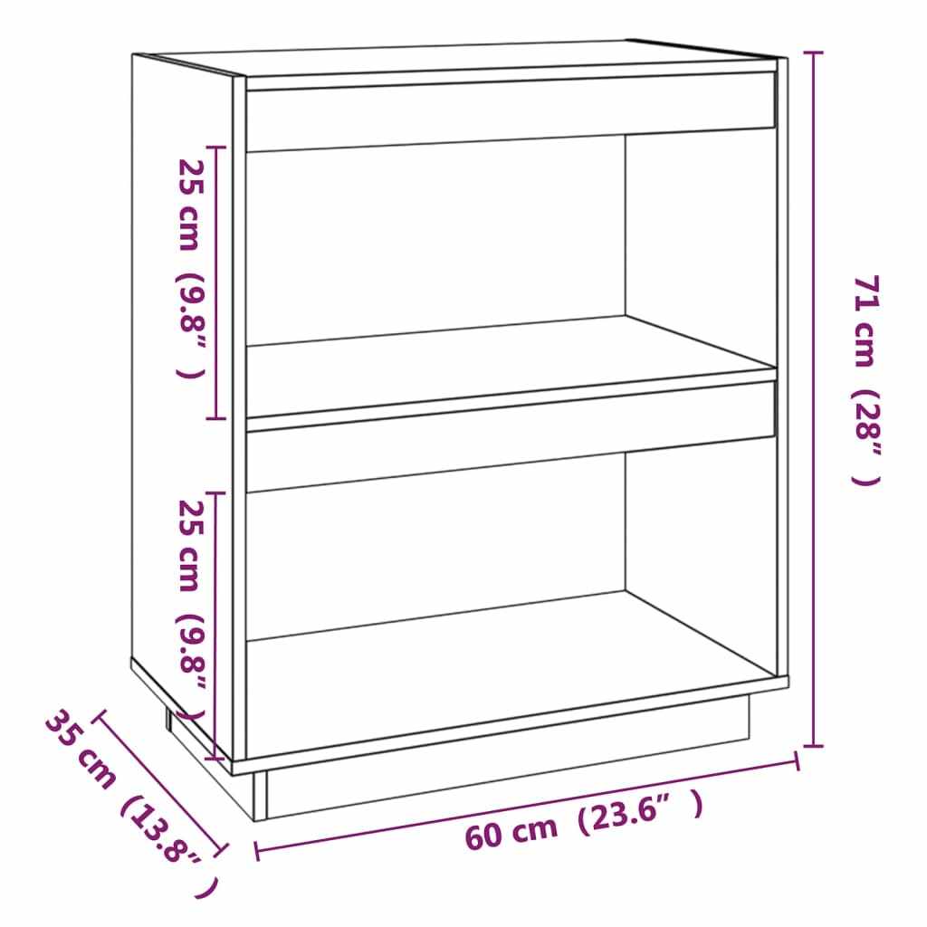 Libreria Nera 60x35x71 cm in Legno Massello di Pino