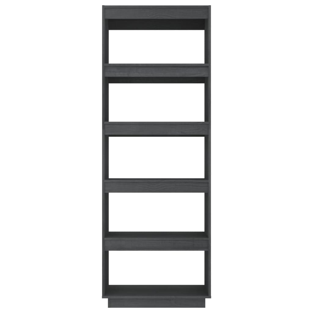 Libreria/Divisorio Grigio 60x35x167cm in Legno Massello di Pino