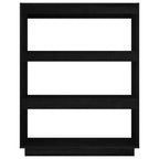 Libreria/Divisorio Nero 80x35x103 cm in Legno Massello di Pino
