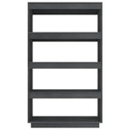 Libreria/Divisorio Grigio 80x35x135 cm Legno Massello di Pino