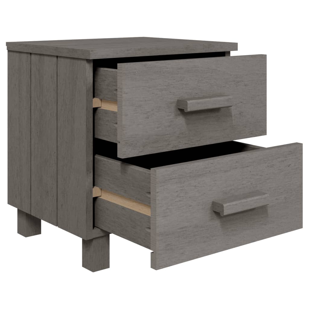 Comodino HAMAR Grigio Chiaro 40x35x44,5 cm in Legno di Pino