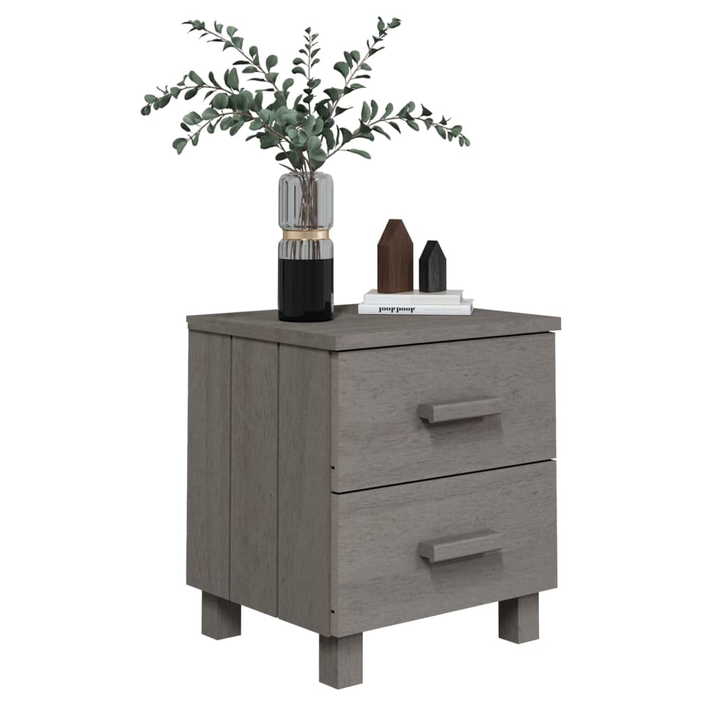 Comodino HAMAR Grigio Chiaro 40x35x44,5 cm in Legno di Pino