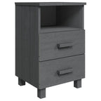Comodino HAMAR Grigio Scuro 40x35x62 cm Legno Massello di Pino