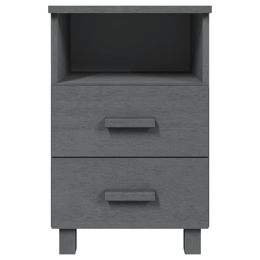 Comodino HAMAR Grigio Scuro 40x35x62 cm Legno Massello di Pino