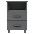 Comodino HAMAR Grigio Scuro 40x35x62 cm Legno Massello di Pino