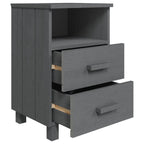 Comodino HAMAR Grigio Scuro 40x35x62 cm Legno Massello di Pino