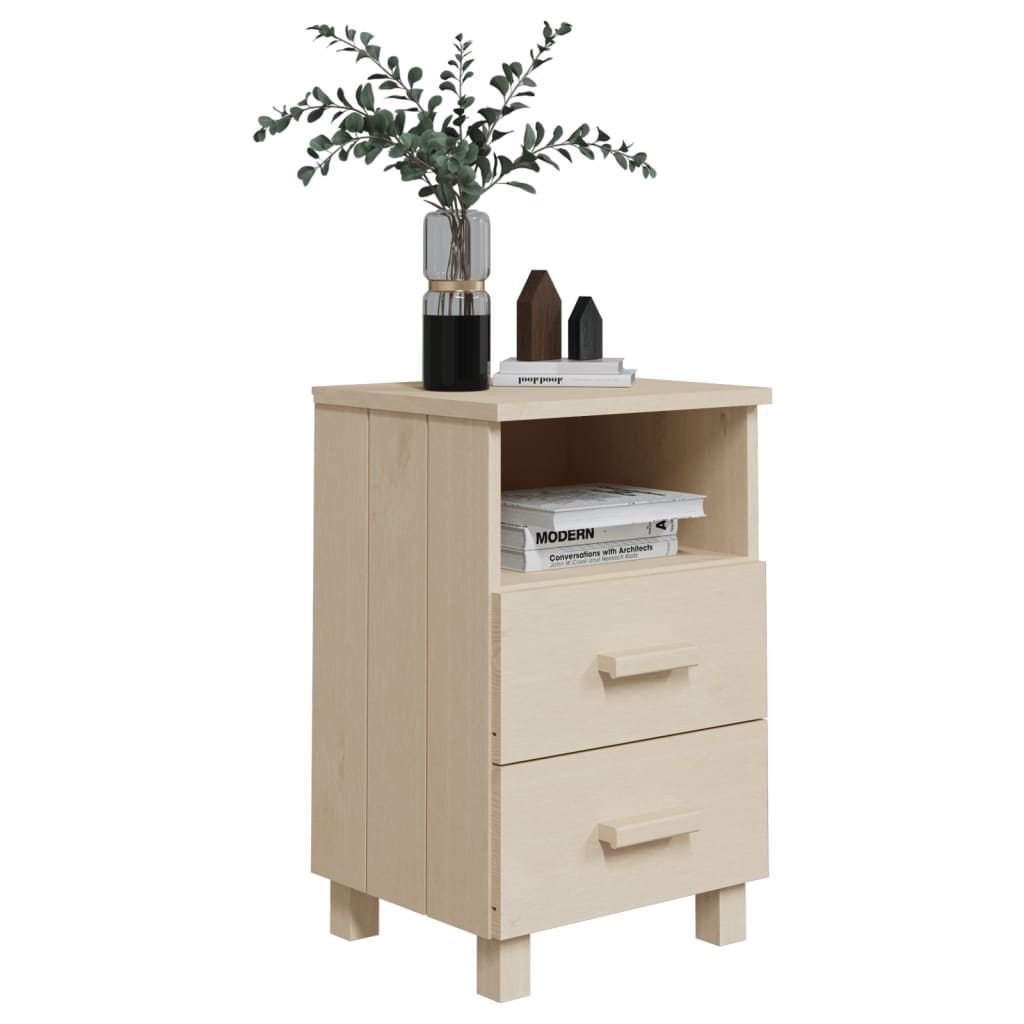 Comodini HAMAR 2 pz ambra 40x35x62 cm Legno Massello di Pino