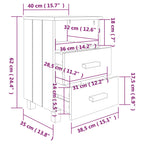 Comodini HAMAR 2 pz Bianchi 40x35x62 cm in Legno di Pino