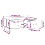 Tavolino HAMAR ambra 100x55x35 cm in Legno Massello di Pino