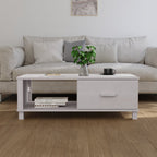 Tavolino HAMAR Bianco 100x55x35 cm in Legno Massello di Pino