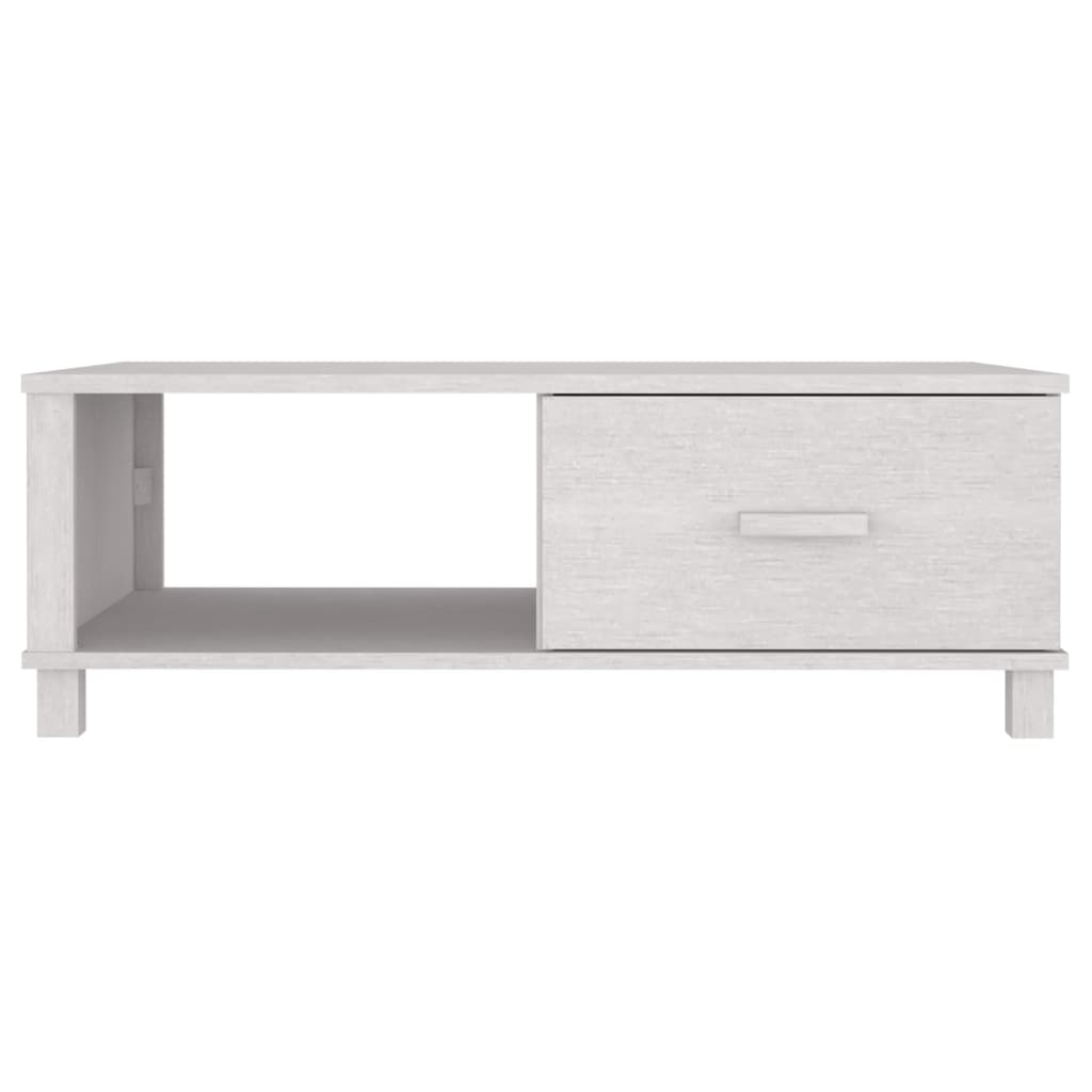 Tavolino HAMAR Bianco 100x55x35 cm in Legno Massello di Pino
