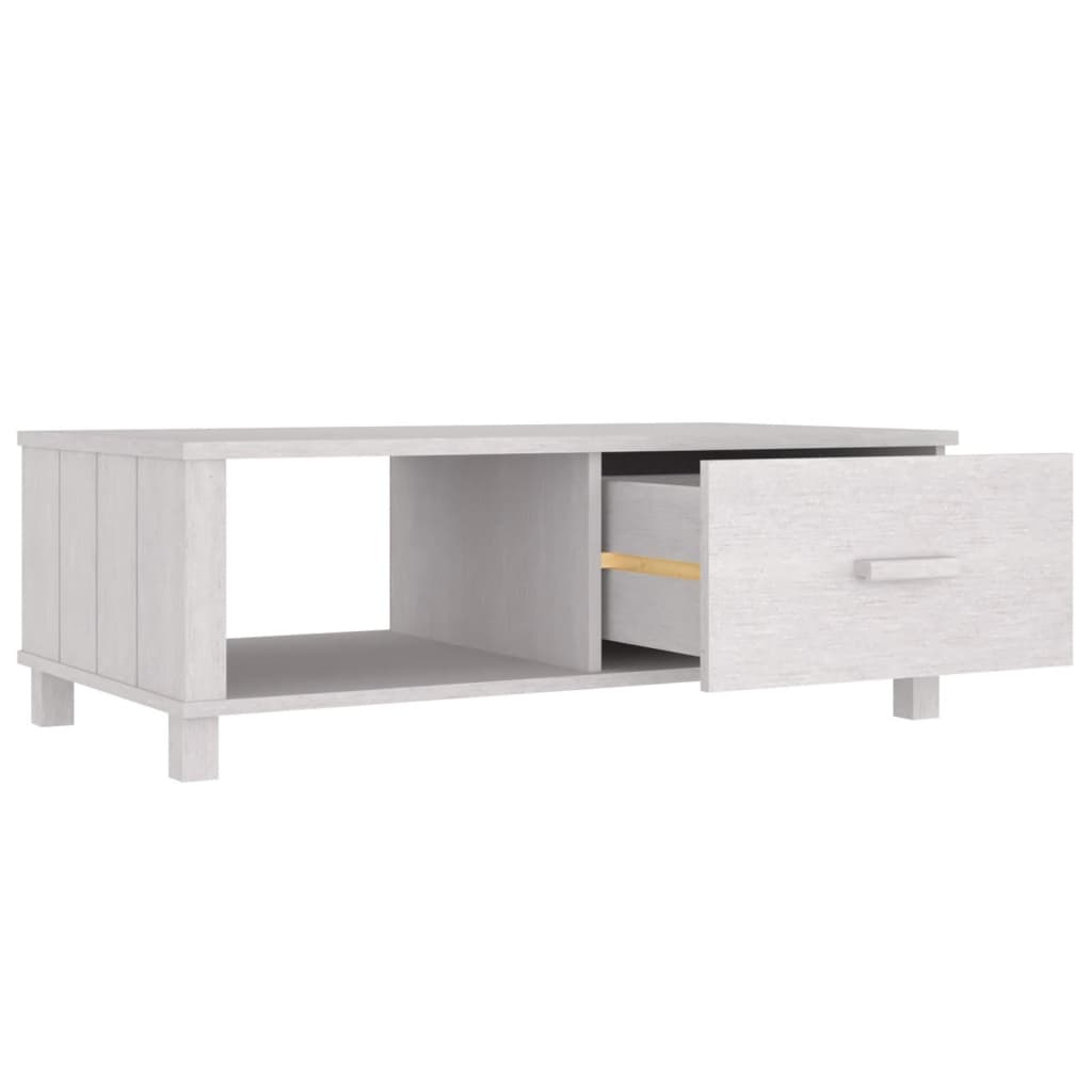 Tavolino HAMAR Bianco 100x55x35 cm in Legno Massello di Pino