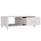 Tavolino HAMAR Bianco 100x55x35 cm in Legno Massello di Pino