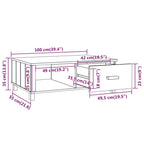 Tavolino HAMAR Grigio Chiaro 100x55x35cm Legno Massello di Pino