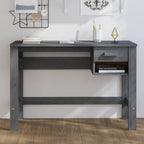 Scrivania HAMAR Grigio Scuro 110x40x75 cm in Legno di Pino