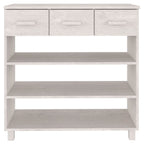 Tavolo Consolle Bianco 90x35x90 cm Legno Massello di Pino
