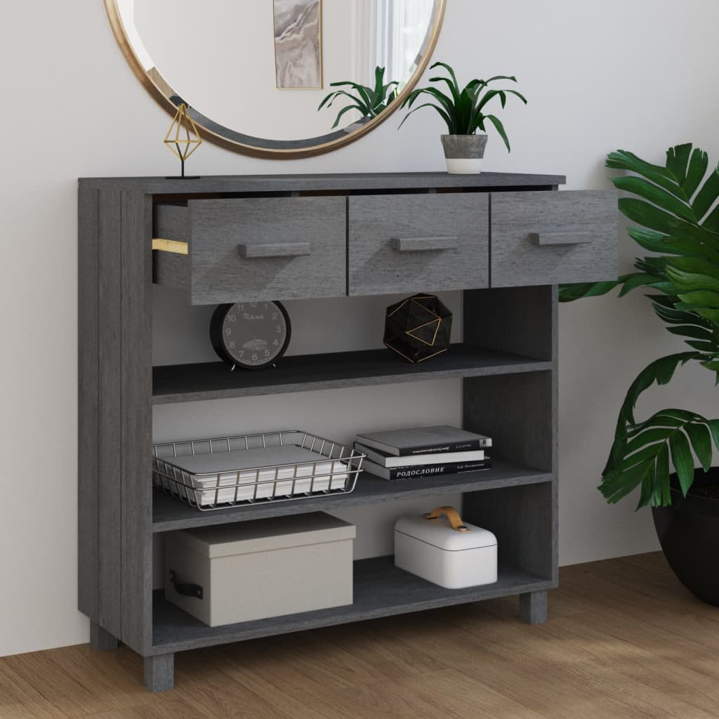 Consolle HAMAR Grigio Scuro 90x35x90 cm Legno Massello di Pino