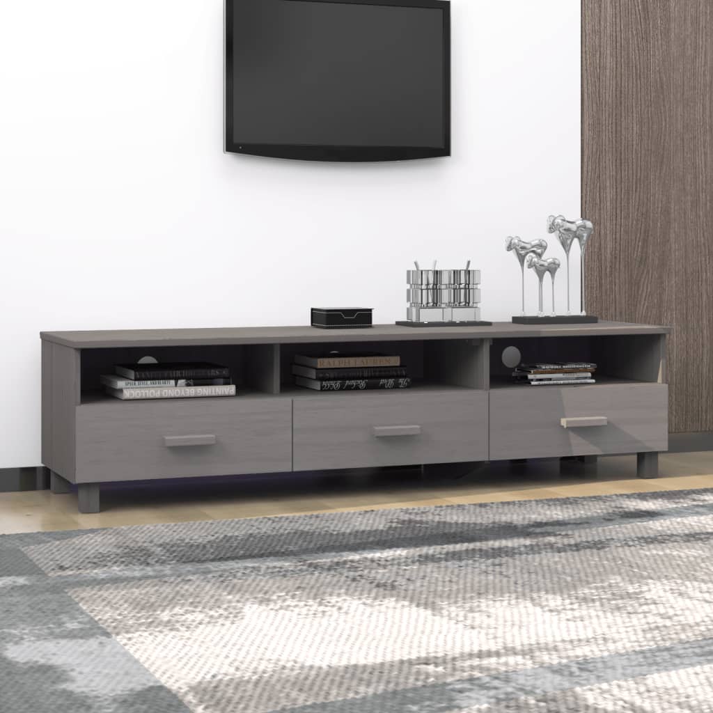 Mobile TV HAMAR Grigio Chiaro 158x40x40 cm in Legno di Pino