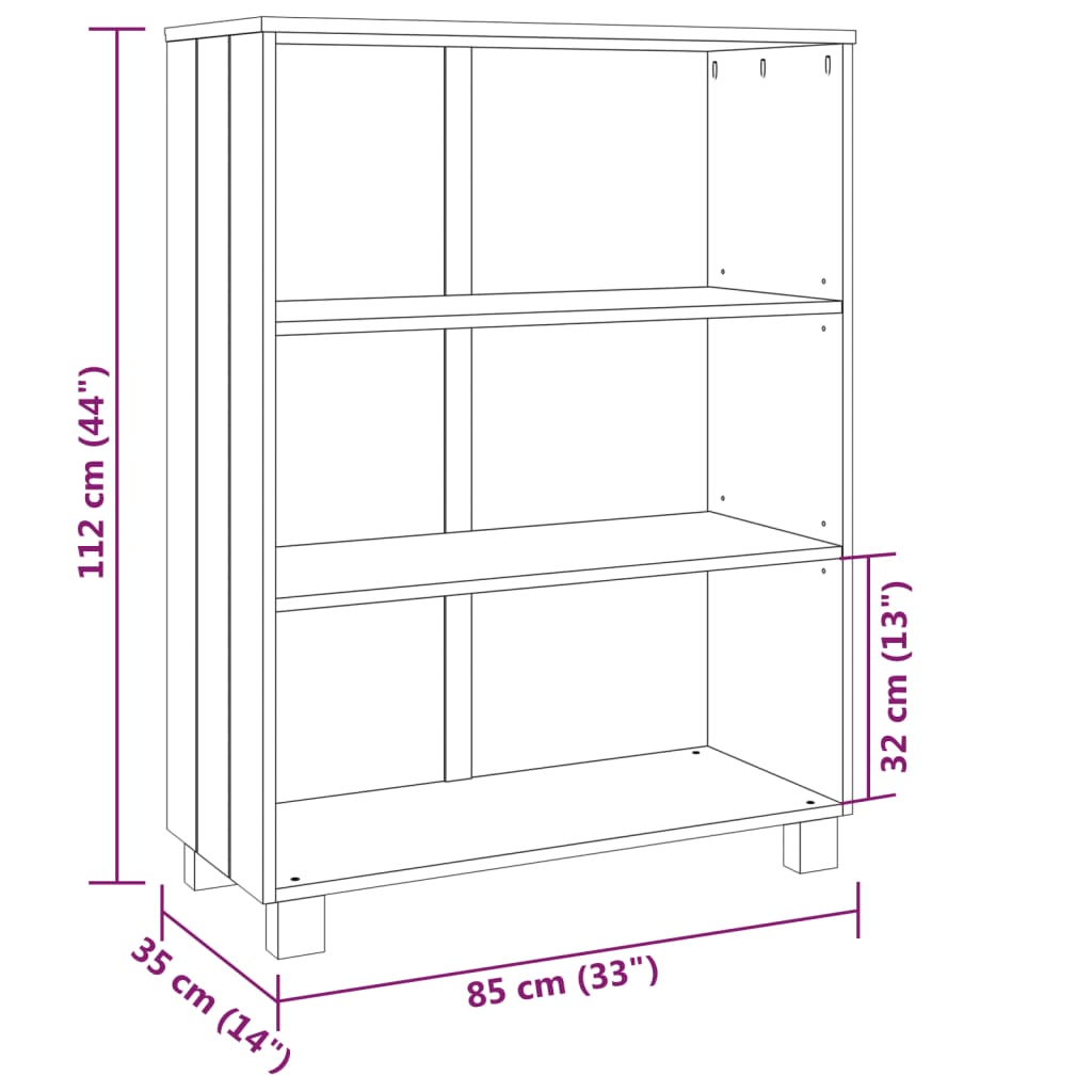 Libreria HAMAR ambra 85x35x112 cm in Legno Massello di Pino