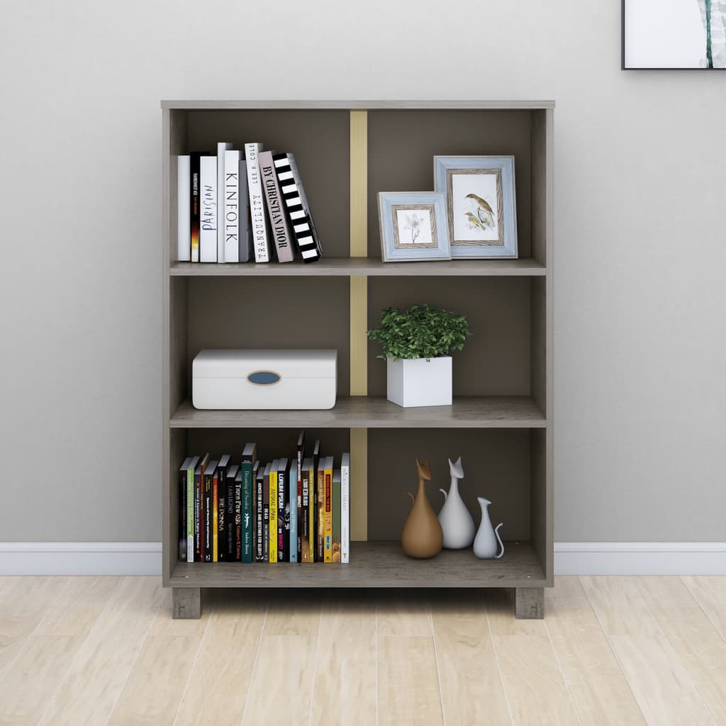 Libreria HAMAR Grigio Chiaro 85x35x112cm Legno Massello di Pino