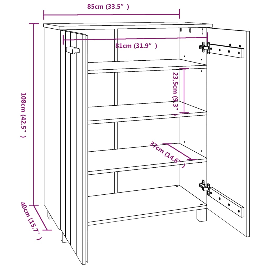Scarpiera HAMAR Grigio Chiaro 85x40x108 cm in Legno di Pino