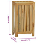 Cesto del Bucato 35x25x60 cm in Legno Massello di Teak