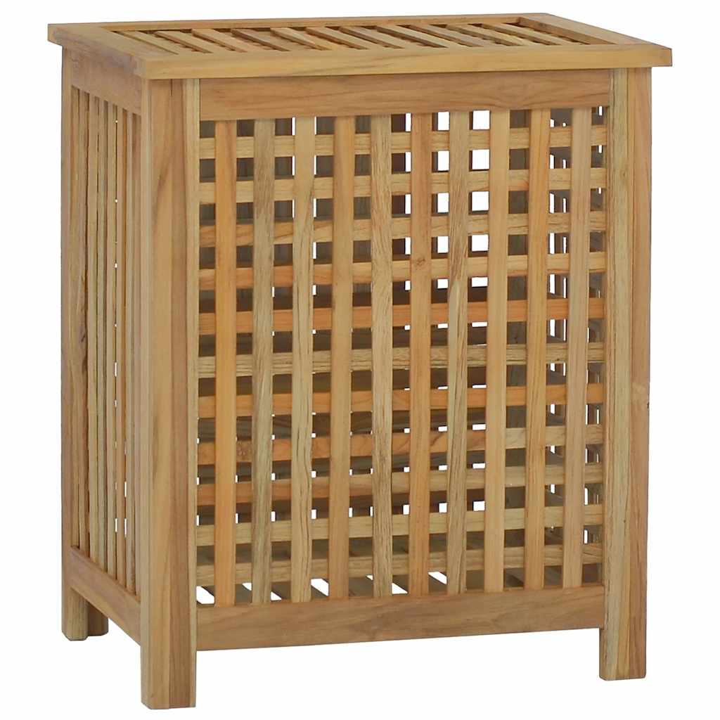 Cesto del Bucato 50x35x60 cm in Legno Massello di Teak