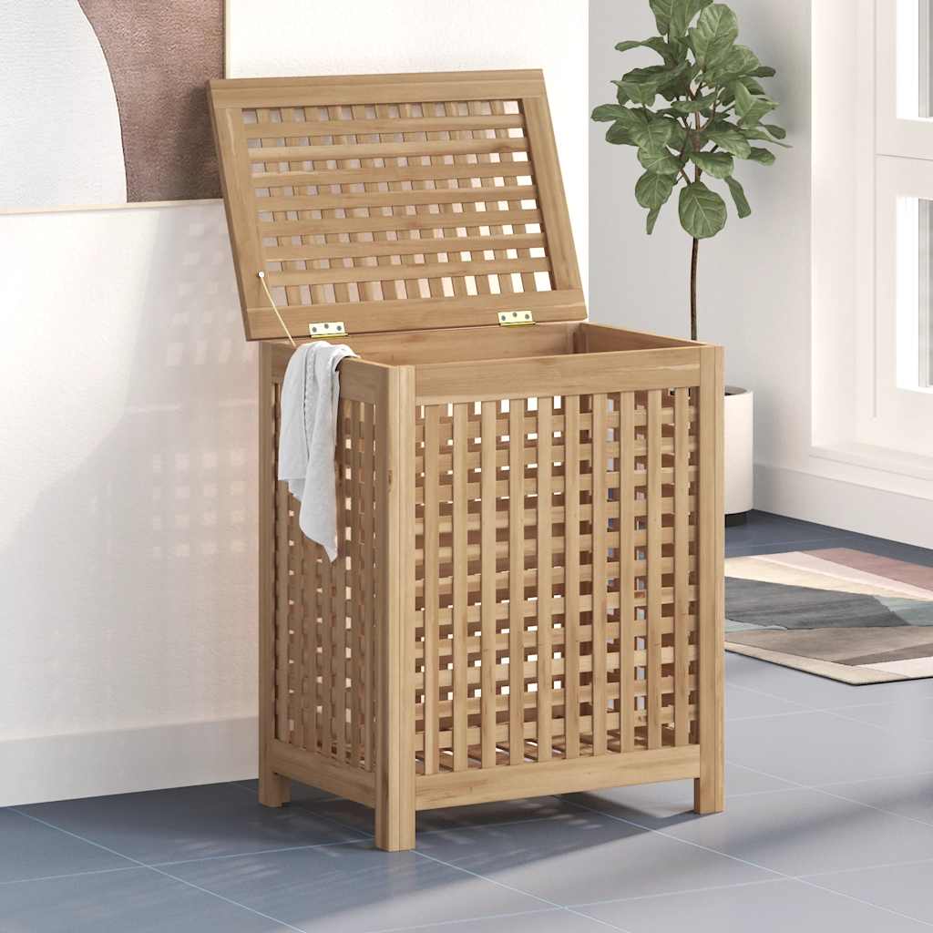 Cesto del Bucato 50x35x60 cm in Legno Massello di Teak