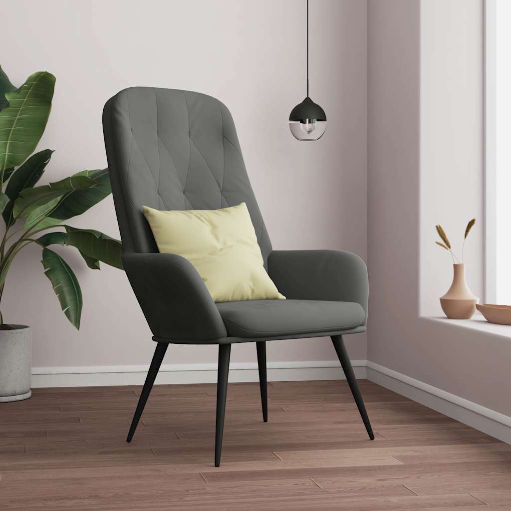 Sedia Relax Grigio Scuro in Velluto