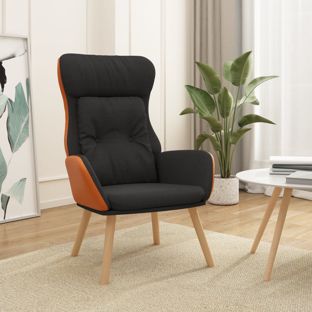 Poltrona Rilassante Nera in Tessuto e PVC