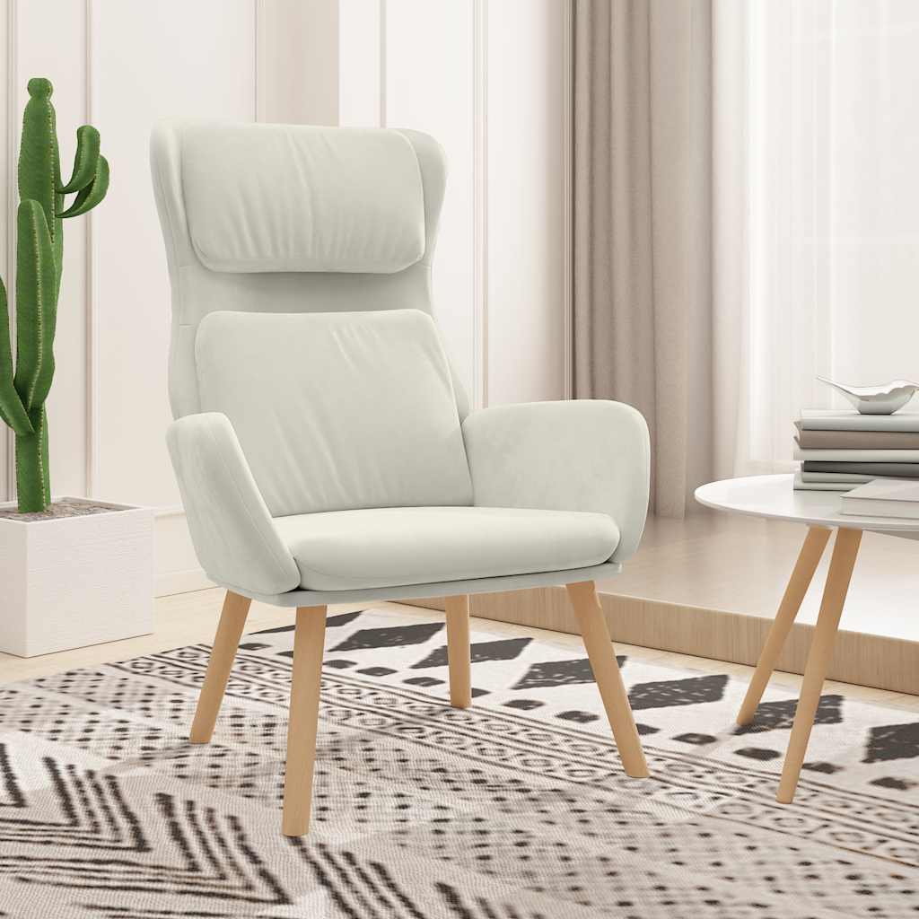 Sedia Relax Bianco Crema Velluto