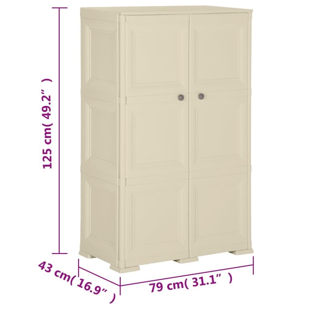 Armadietto in Plastica 79x43x125 cm Effetto Legno Bianco Angora