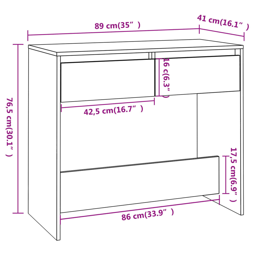 Tavolo Consolle Bianco 89x41x76,5 cm in Acciaio