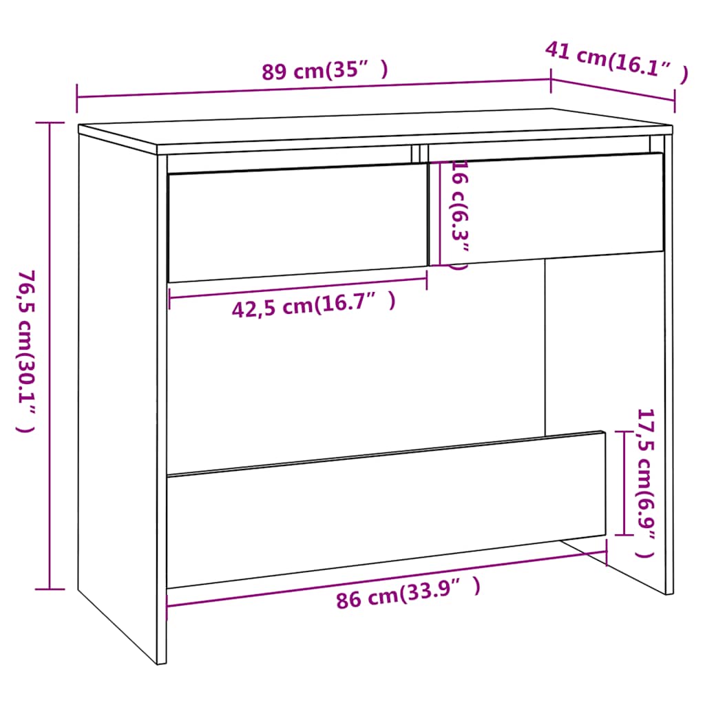 Tavolo Consolle Nero 89x41x76,5 cm in Acciaio