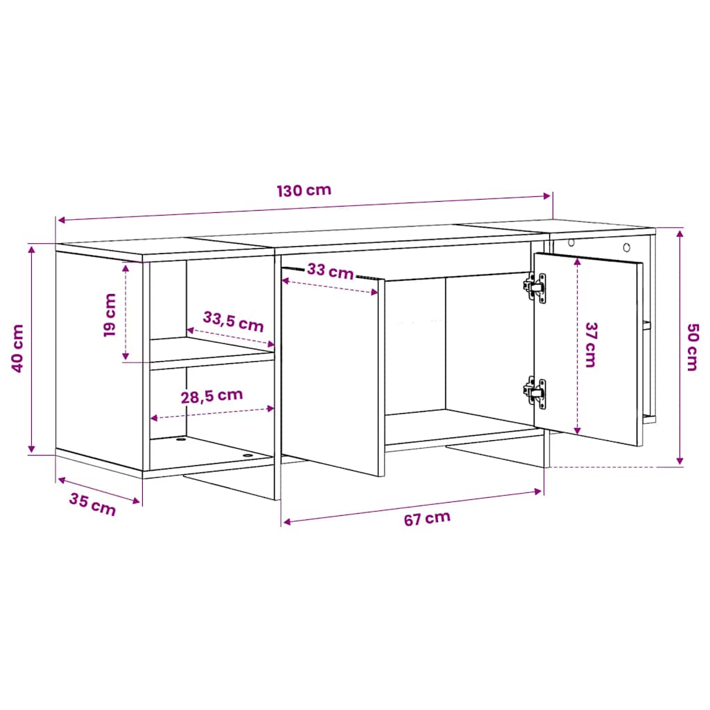Mobile TV Grigio Cemento 130x35x50 cm in Truciolato