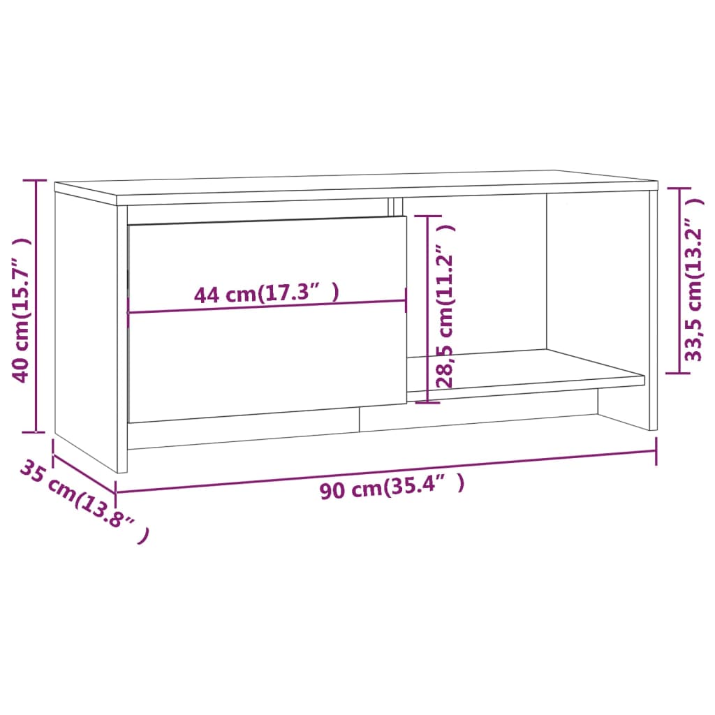 Mobile Porta TV Bianco 90x35x40 cm in Legno Multistrato