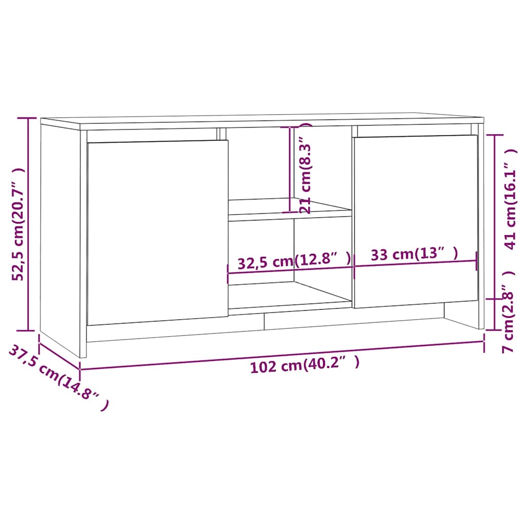 Mobile Porta TV Rovere Sonoma 102x37,5x52,5 cm in Truciolato