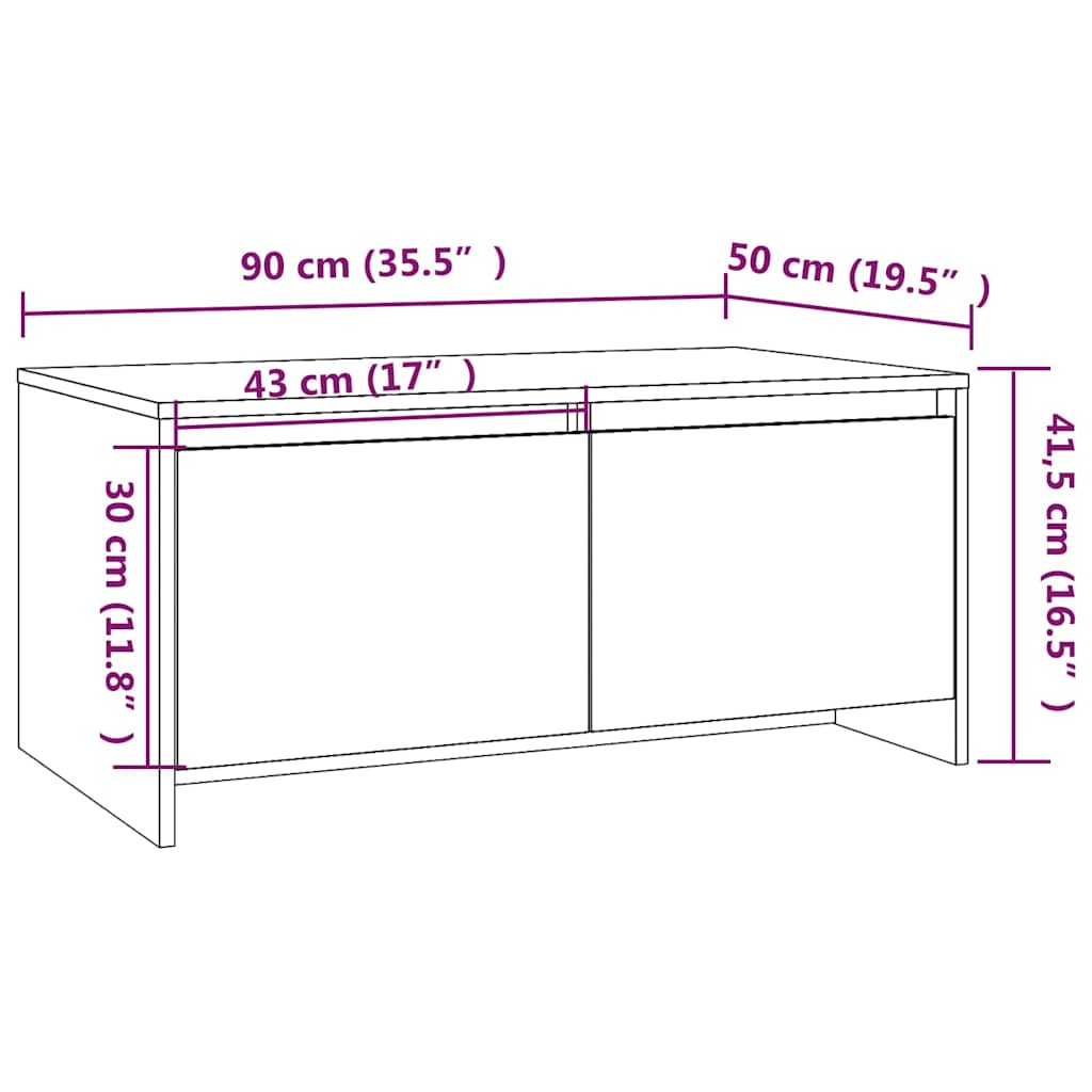 Tavolino da Salotto Bianco 90x50x41,5 cm in Legno Multistrato