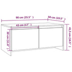 Tavolino da Salotto Bianco 90x50x41,5 cm in Legno Multistrato