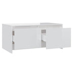Tavolino da Salotto Bianco Lucido 90x50x41,5 cm in Truciolato