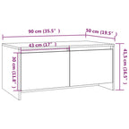 Tavolino da Salotto Bianco Lucido 90x50x41,5 cm in Truciolato