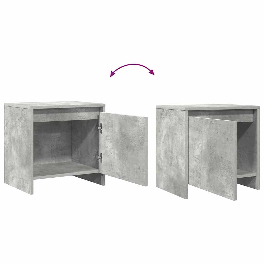 Comodino Grigio Cemento 45x34x44,5 cm in Truciolato