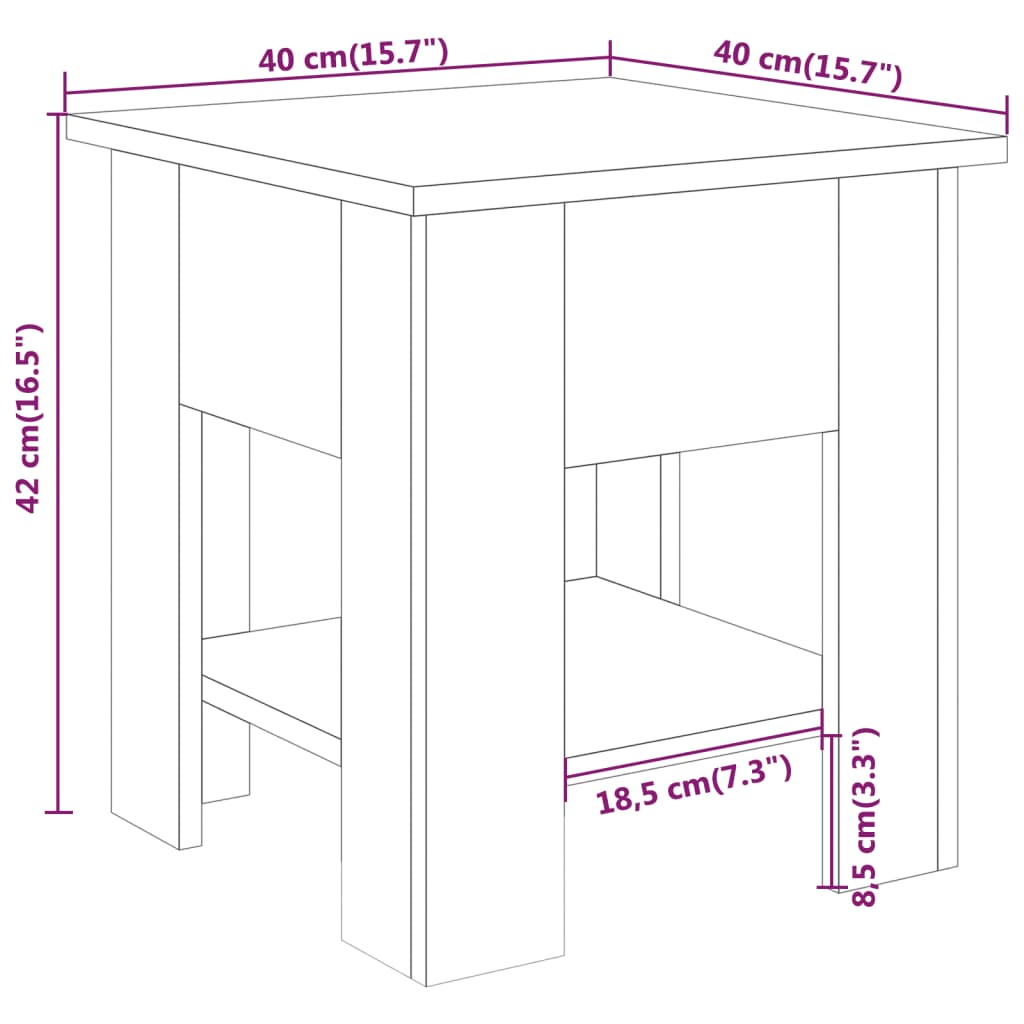 Tavolino da Salotto Rovere Sonoma 40x40x42 cm Legno Multistrato