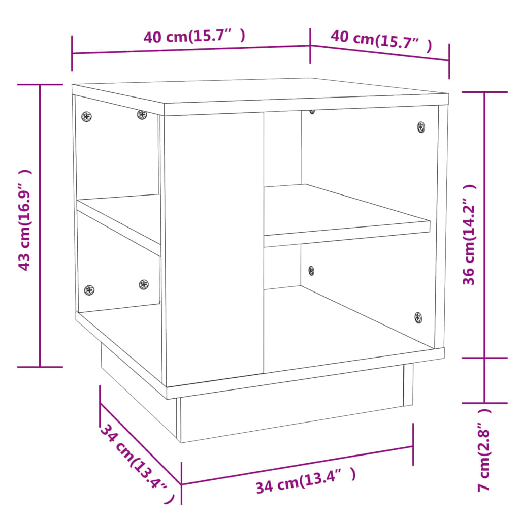 Tavolino da Salotto Bianco 40x40x43 cm in Legno Multistrato