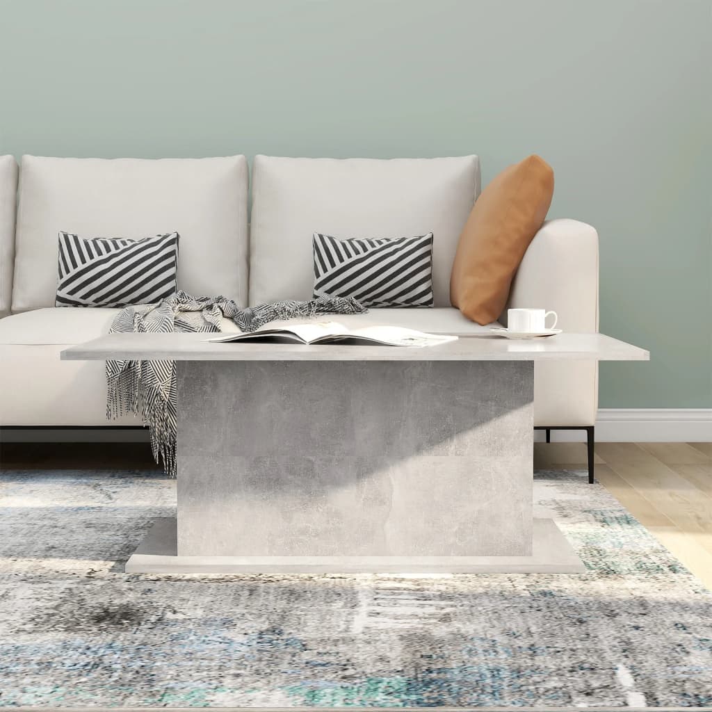 Tavolino da Salotto Grigio Cemento 102x55,5x40 cm in Truciolato