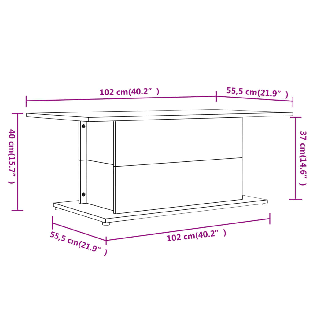 Tavolino da Salotto Grigio Cemento 102x55,5x40 cm in Truciolato