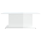 Tavolino da Salotto Bianco Lucido 102x55,5x40 cm in Truciolato