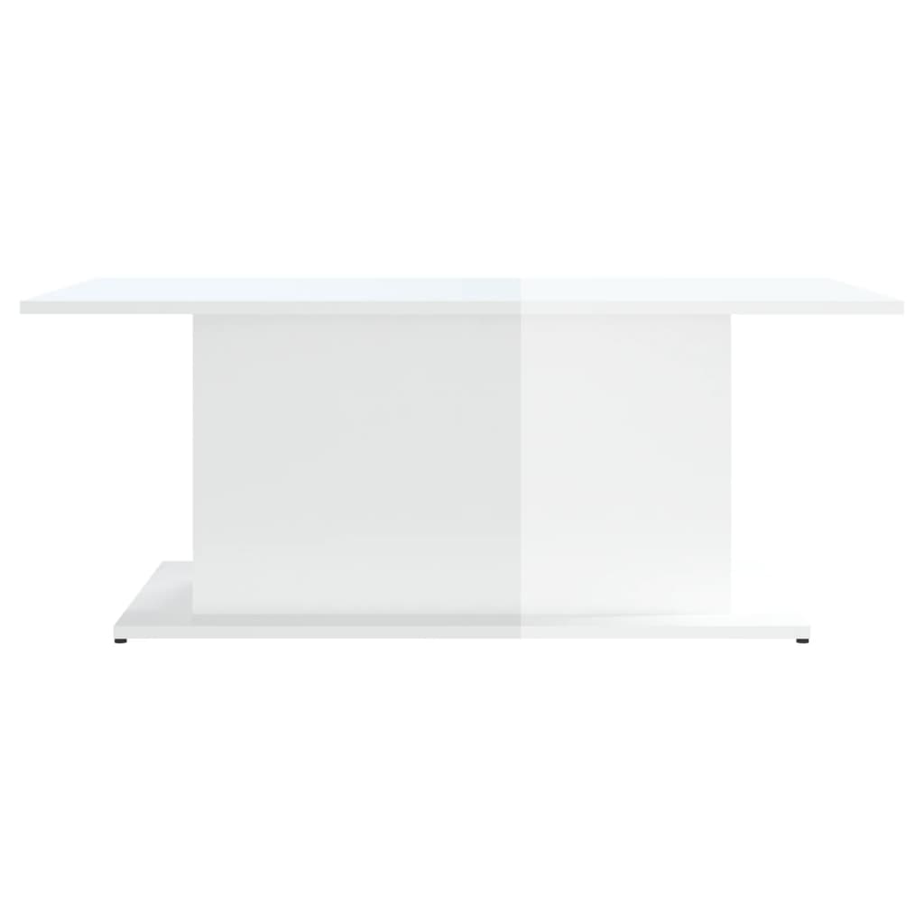 Tavolino da Salotto Bianco Lucido 102x55,5x40 cm in Truciolato